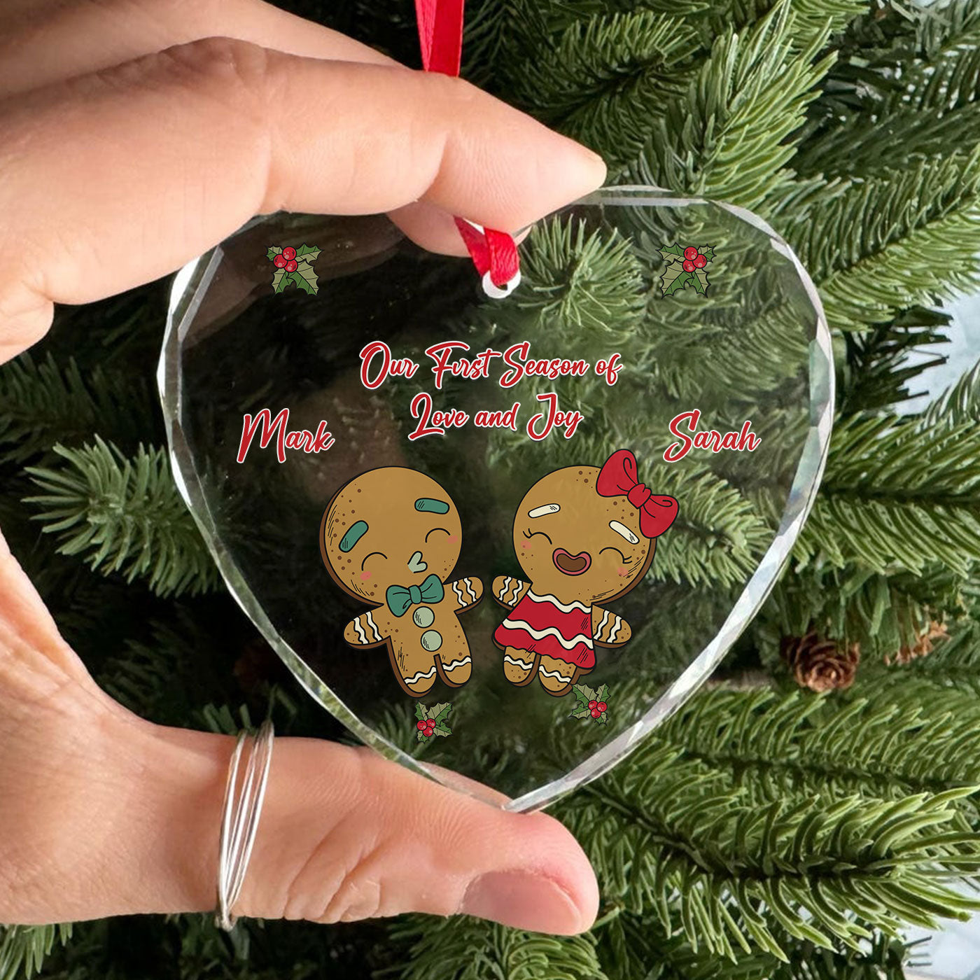 Our First Christmas of Love and Joy | Gingerbread Couple | Glass Ornament